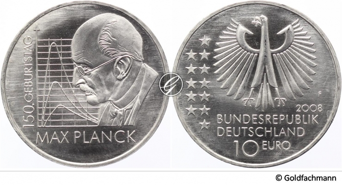 10 € 2008 - 150. Geb. Max Planck