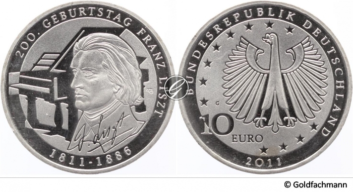 10 € 2011 - 200. Geb. Franz Liszt
