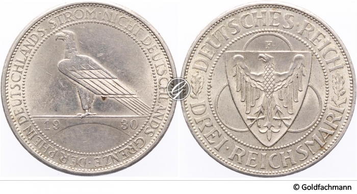 3 RM 1930 F - Rheinlandräumung / ss+ [1]